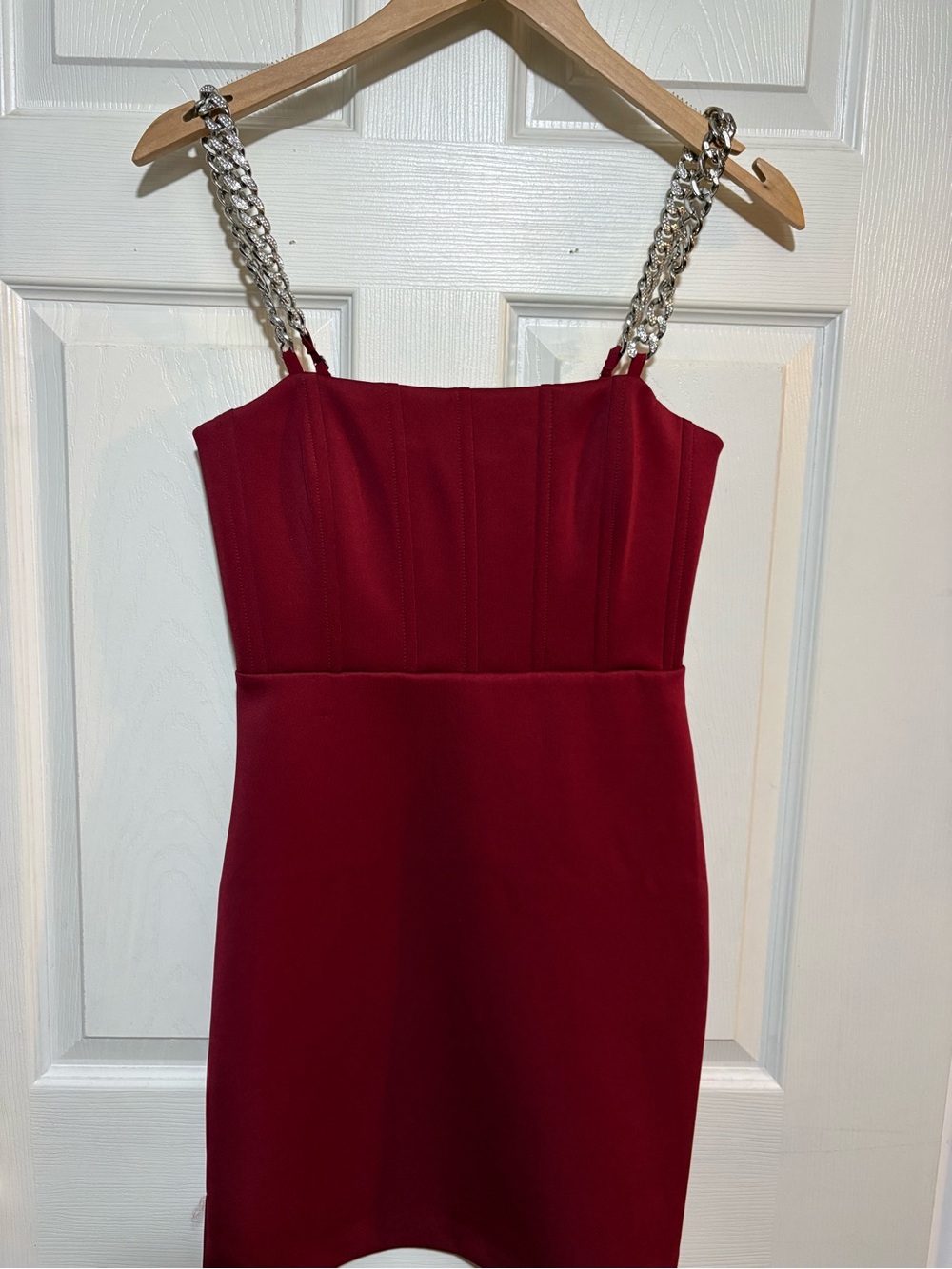 Guess Red Mini Dress with Silver Chain Straps